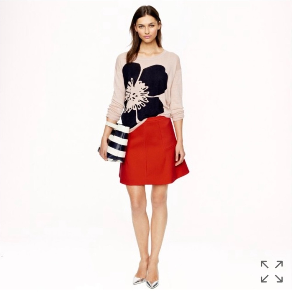 Red J Crew A Line Flared Skirt Size 2 EUC